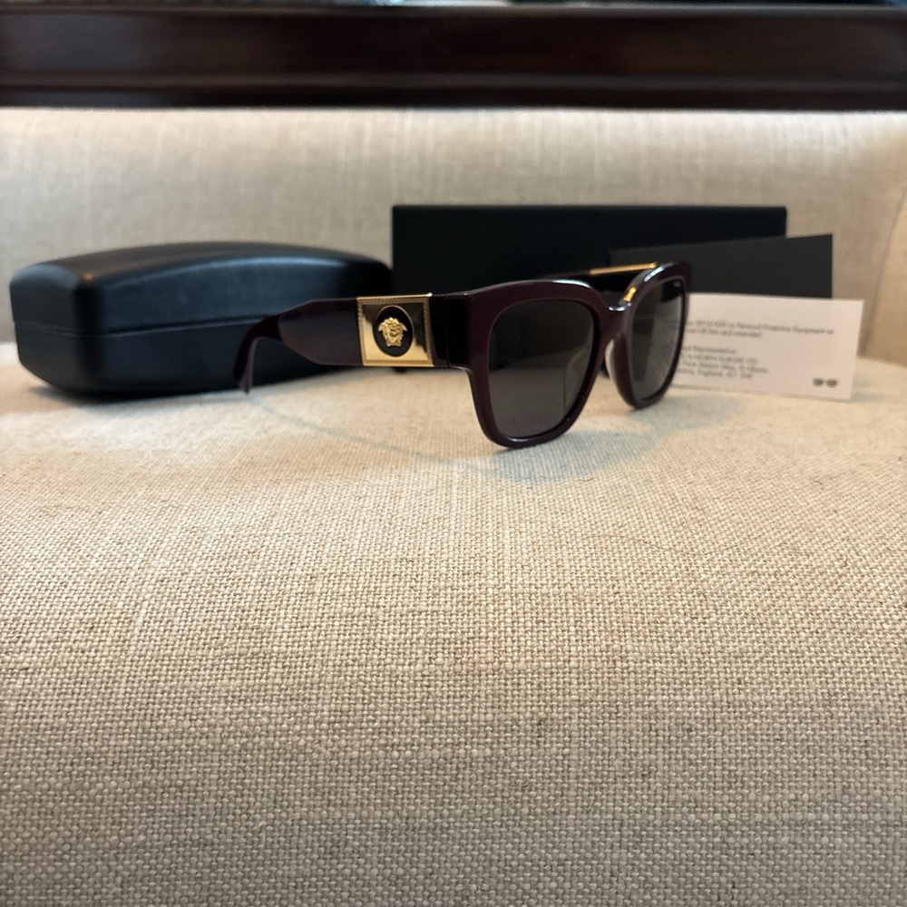 Versace Dark Red Sunglasses with Gold Details
